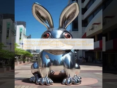 ODM 304 Animal Elephant Rabbit 304 Peinture revêtue en poudre Sculpture Mirror Polie 316L Sculpture en acier inoxydable Rue