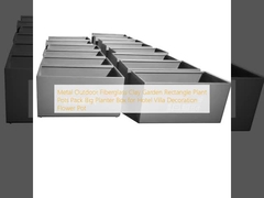 Métal extérieur en fibre de verre argile jardin pot de plante rectangulaire Pack Big Planter Box pour l'hôtel Villa décoration pot de fleurs