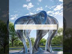 La poudre argentée de couleur grise d'or a enduit la sculpture de l'acier inoxydable 316L pour la décoration extérieure