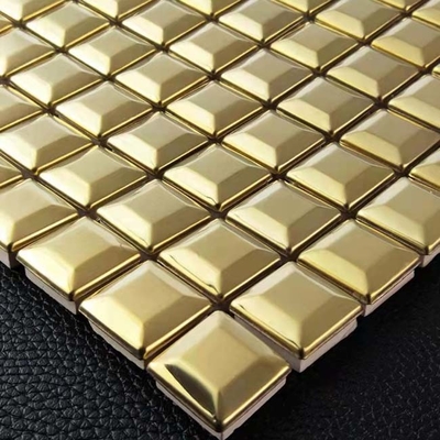 Petites tuiles de mosaïque d'acier inoxydable de l'or PVD de cube pour la décoration 30.5x30.5cm de mur