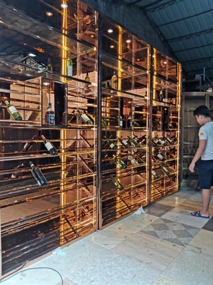 201 Cabinets de vin d'acier inoxydable le présentoir avec la lumière de luxe à température contrôlée