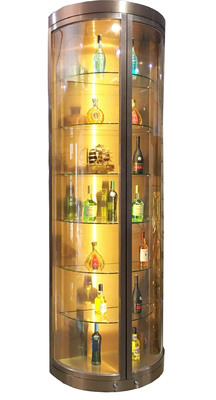 Réfectoire de vitres de restauration Cabinet de stockage de vin en acier inoxydable réfrigérateur de luxe Display rack de whisky