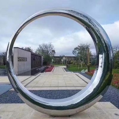 Luminous 12K Polished Mirror Silver 316L Stainless Steel Sculpture For Square
