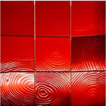 Bon prix Tuile en spirale rouge chinoise de mur de mosaïque de miroir en métal forme de place de 98 * de 98MM en ligne