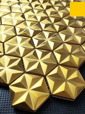 Bon prix Mur hexagonal de fond d'autocollant de mur de salle de bains de Chambre de brique de mosaïque en métal d'or en ligne