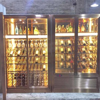 Bon prix Cabinet de vin d'hôtel d'acier inoxydable d'or noir balayé par miroir de haute qualité certifié par Astm en ligne