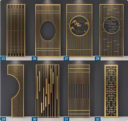 Bon prix Conception personnalisée 304 métal en acier inoxydable salle de séjour entrée foyer écran de cloison pour la décoration en ligne