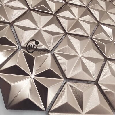 Middle East Blue Brushed Surface  Popular Decor Rose Gold And Silver Color Aluminum Metal Mosaic Tile