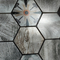 Carreau de mosaïque en aluminium d'impression à jet d'encre de couleur blanche de type hexagone de feuille de l'Europe pour la décoration de mur