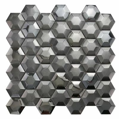 Bon prix Hexagone noir argenté AISI antirouille des tuiles de mosaïque d'acier inoxydable d'or de miroir 3D en ligne