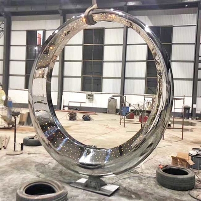 Sculpture 3D miroir polissage Islam en acier inoxydable 316L pour l'extérieur, avec revêtement en poudre peint personnalisé pleine lune 304