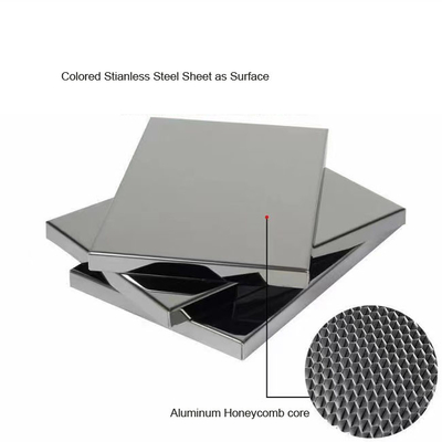 Surface argentée or miroir brillant panneau de nid d'abeille en acier inoxydable pour le plafond