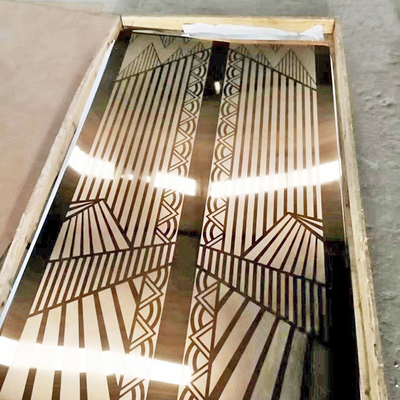 Feuille gravée à l'eau-forte faite sur commande d'acier inoxydable de couleur d'or du miroir 8K pour l'ascenseur