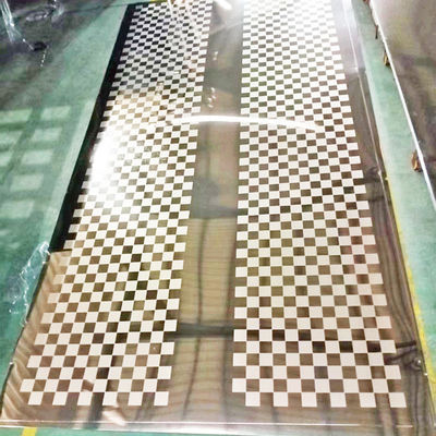 Bon prix Feuille gravée à l'eau-forte par style simple d'acier inoxydable de couleur d'or du miroir 8K en ligne