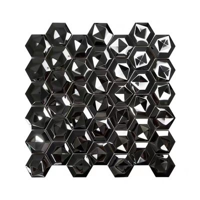 Bon prix 304 mosaïque de luxe en métal d'hexagone du noir 3D de miroir d'acier inoxydable pour des tuiles de mur de fond de salon de salle de bains de cuisine en ligne