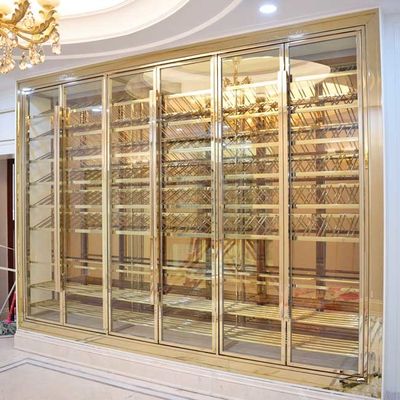 Bon prix L'antiquité de cuivre faite sur commande a balayé la porte des Cabinets 4 de vin d'acier inoxydable à température contrôlée en ligne