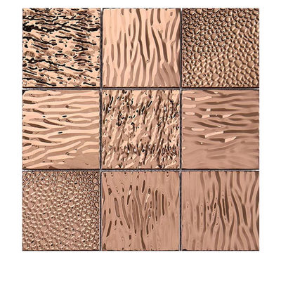 Bon prix Conception 2023 à extrémité élevé salon de mur de fond de mosaïque en métal d'acier inoxydable de 98 * de 98 Rose Gold Spiral Pattern Mirror en ligne