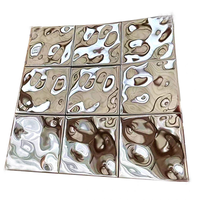 Belles tuiles luxueuses de mur de fond de mosaïque d'acier inoxydable en métal de miroir d'ondulation de l'eau blanche