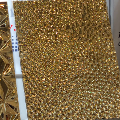 1.2MM 316L 25MM Thickness Gold Color Finished Water Ripple Stainless Steel Ceiling Panel With Honeycomb
