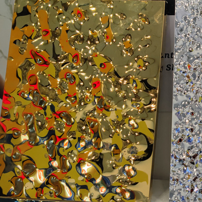 J1 J2 430 miroir de panneau de nid d'abeilles en métal de 304 15MM emboutissant l'ondulation noire argentée de l'eau d'or