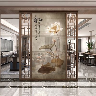 Bon prix Nouveau style chinois Art minimaliste Hôtel Restaurant Entrée Décoration Peinture Parement d'écran en acier inoxydable en ligne