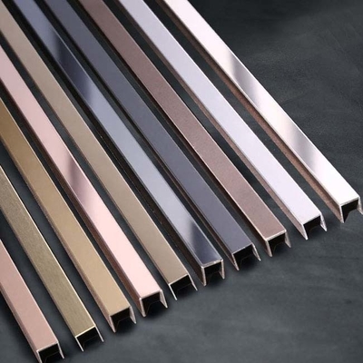 Bordure de carrelage en acier inoxydable 316L en forme de U, finition miroir argenté, 5 mm
