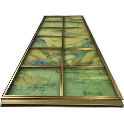 Peinture de paysage de luxe légère Parement d'écran en acier inoxydable Diviseur de chambre d'image en verre