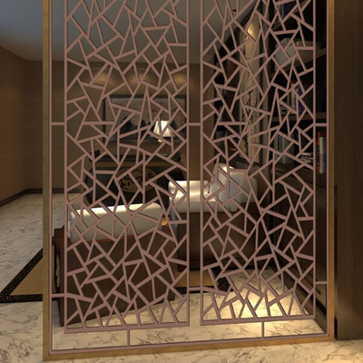 Fabrique miroir ancien rose or coiffure brossée coupe au laser sculpture 304 couleur écran de séparation en acier inoxydable diviseurs de chambre pour hôtel