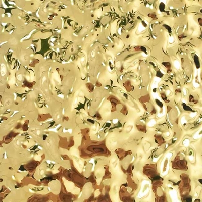 Miroir couleur or ondulation d'eau feuille d'acier inoxydable pour la décoration du plafond
