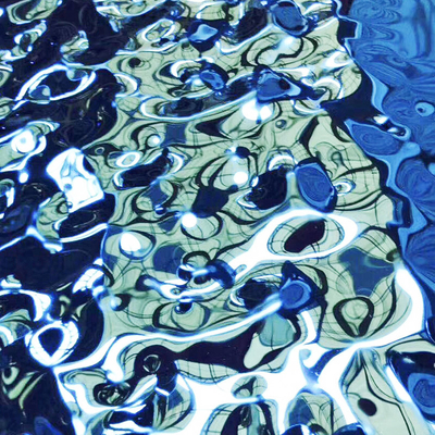 304 Gold Super 8K Mirror Blue Water Ripple Plaque en acier inoxydable pour revêtement de finition de plafond 4x8 KTV