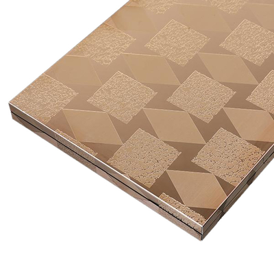 Tôle gravée en acier inoxydable 304, couleur or sablé, pour intérieur