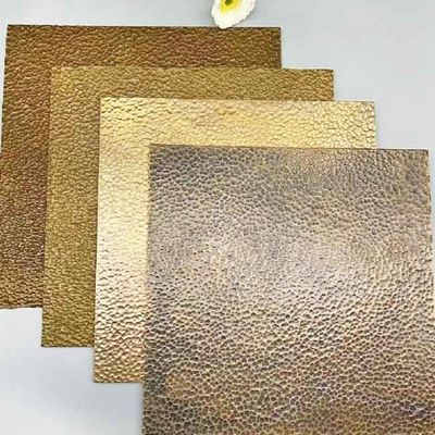 Bon prix 304 or rose champagne bronze revêtement PVD marteau finition feuilles d'acier inoxydable coloré en ligne