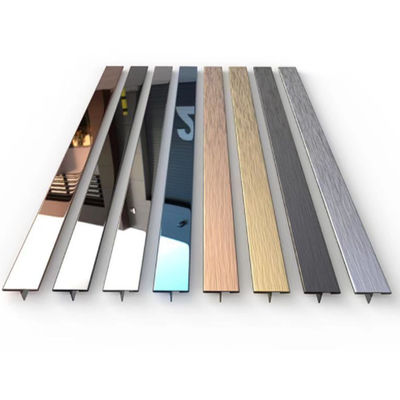 Bon prix Bordure de carrelage en acier inoxydable 304 en forme de T, finition miroir doré, 20 mm pour villa en ligne