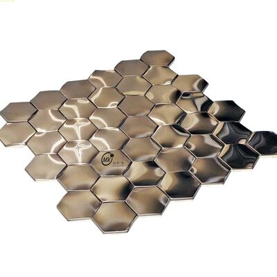 Bon prix 48 Carreaux de mosaïque en acier inoxydable en métal céramique broyé en or rose hexagonal en ligne