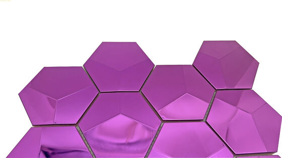 Bon prix Carreaux de mosaïque de forme hexagonale de couleur violette Murs de cuisine Backsplash Carreaux de mosaïque métalliques en acier inoxydable en ligne