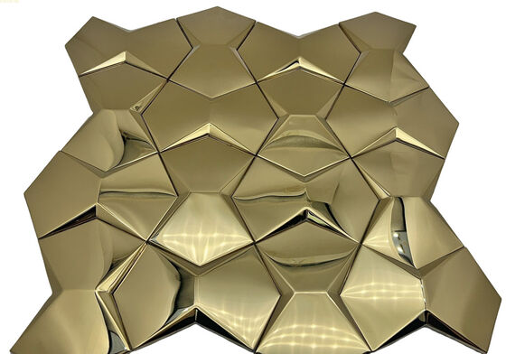 Bon prix Carreaux de mosaïque en acier inoxydable en métal en 3D KTV Club Bar Entrée TV Fond de mur Convexe en ligne