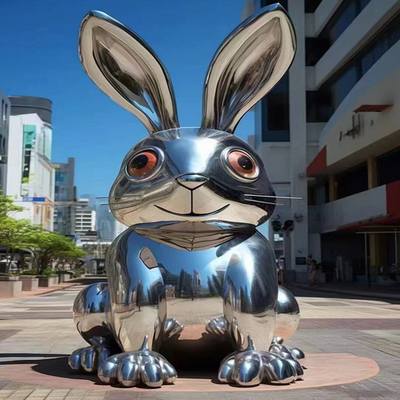 ODM 304 Animal Elephant Rabbit 304 Peinture revêtue en poudre Sculpture Mirror Polie 316L Sculpture en acier inoxydable Rue