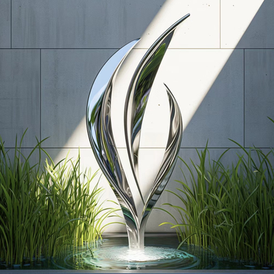 Finition 304 polie miroir 3D Sculpture en acier inoxydable 316L dans un immeuble de bureaux