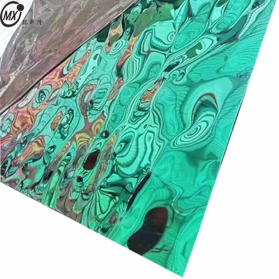 Verte émeraude Grand miroir en relief ondulé en acier inoxydable