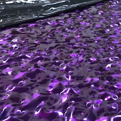304  Tôle d'acier inoxydable 8k miroir gaufré à ondulations violettes pour mur, plafond, Ktv, hôtel