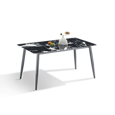 Bon prix Table de salle à manger moderne en pierre frittée, plateau gris, base en acier au carbone en ligne