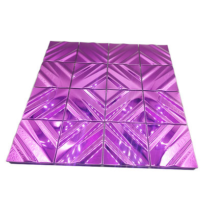 Décoration Murale Violet Diamant Grille Miroir Brillant Mosaïque Métallique Carrelage Céramique