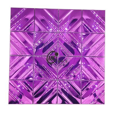 Décoration Murale Violet Diamant Grille Miroir Brillant Mosaïque Métallique Carrelage Céramique