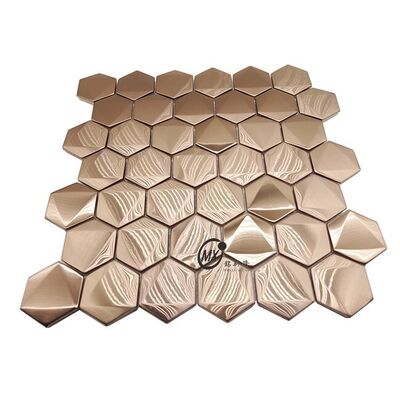 Décoration murale moderne en mosaïque hexagonale bronze pour salle de bain, hôtels et villas - Solution de design pour fond de pièce
