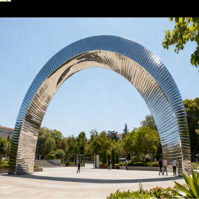 Bon prix Arc argenté 316L miroir lumineux en acier inoxydable Parc de sculptures pour le projet du centre d'architecture en ligne