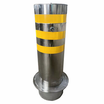 Bollard en acier inoxydable de taille personnalisée avec élévation électrique et bandes réfléchissantes pour une sécurité accrue