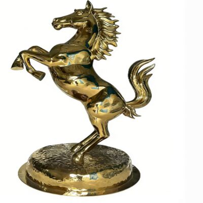 Bon prix Service d'OEM/ODM Titanium or miroir de surface Cheval figurine 201 304 Grade métal Ornement d'art animal pour le jardin décoration extérieure en ligne