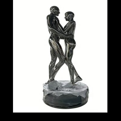 Bon prix Sculpture de personnage d'art moderne en fibre de verre / acier inoxydable Spiegel Sliver Statue humaine pour le parc en ligne