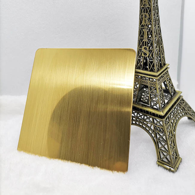 Finition balayée d'anti de l'empreinte digitale PVD de miroir d'or d'acier inoxydable sergé de feuille